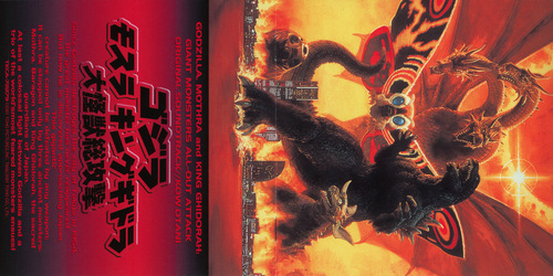 Kow Otani Godzilla, Mothra And King Ghidorah: Giant Monsters All-Out Attack Original Soundtrack Booklet Front & Back.jpg