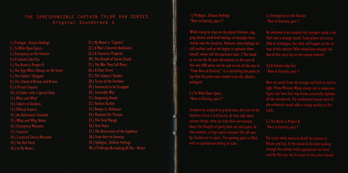 Toshiyuki Watanabe The Irresponsible Captain Tylor Ova Original Soundtrack 1 Booklet p. 01-02.jpg
